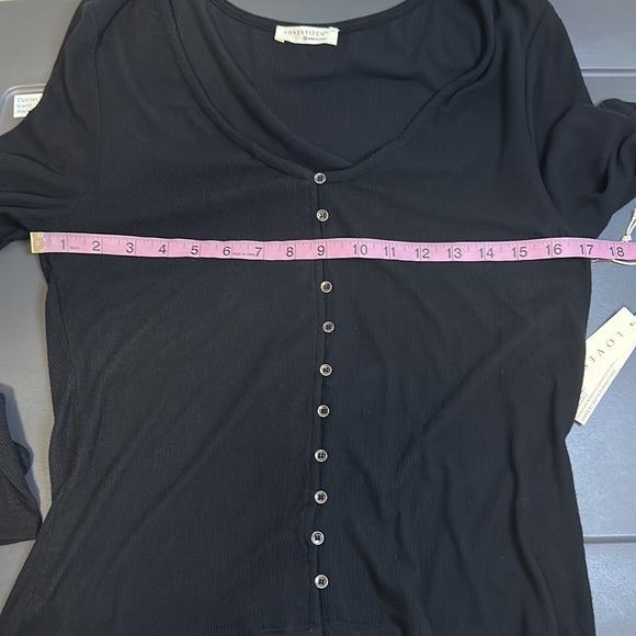 Lovestitch fuzzy black long sleeve button down top M - Picture 10 of 10